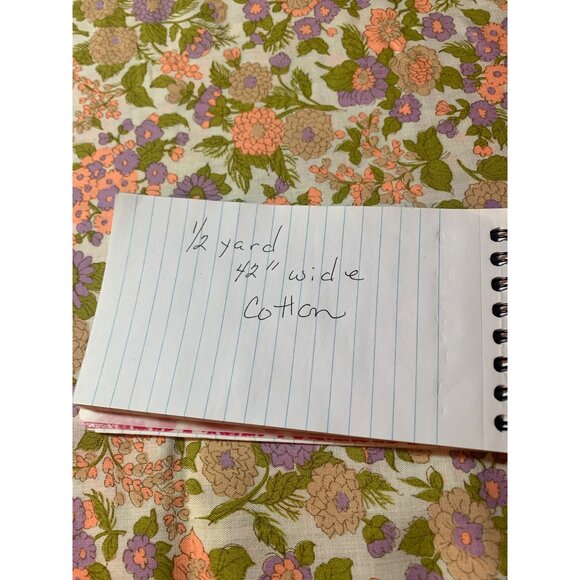 Vintage Floral Fabric 1/2 Yard 42" Wide Cotton Material With Pink Purple Green F - Picture 4 of 5